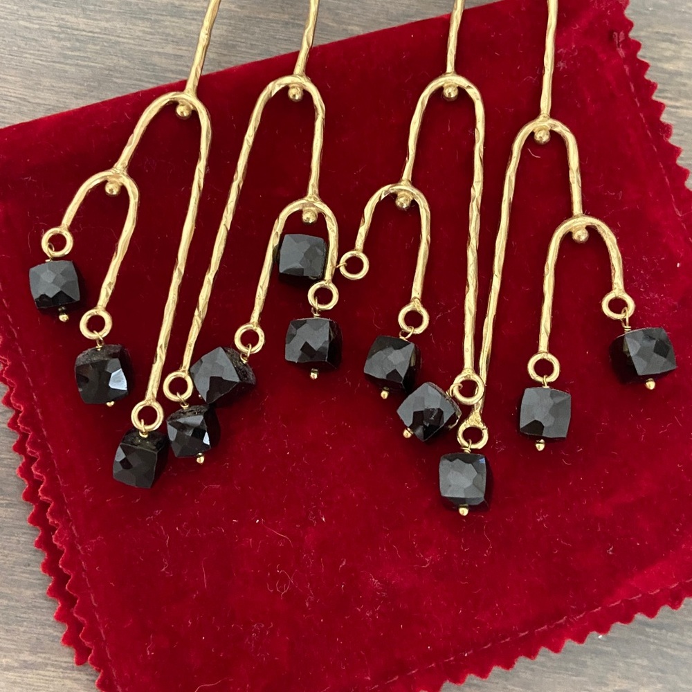 Banana Republic Gold and Black Geometric Dangle Earrings